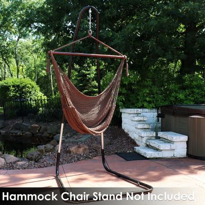 Image showing  Caribbean Style Extra Large Hanging Rope Hammock Chair Swing for Backyard and Patio, Mocha