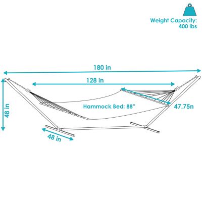 Image showing  Outdoor 2-Person Double Polyester Rope Hammock with Wood Spreader Bar and 15ft Black Steel Stand - Mocha