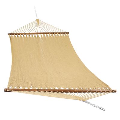 Sunnydaze Decor Large Double Wide Two-Person Polyester Rope Hammock with Spreader Bars - 600 lb. Weight Capacity - Tan