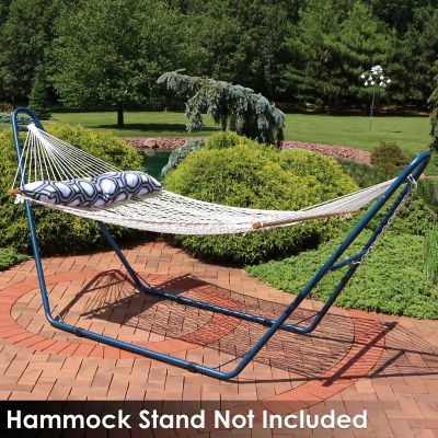 Image showing  2-Person Polyester Rope Hammock with Pillow - White