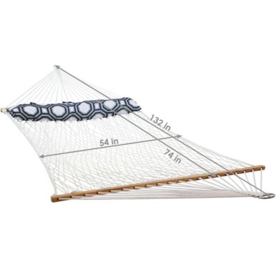 Image showing  2-Person Polyester Rope Hammock with Pillow - White