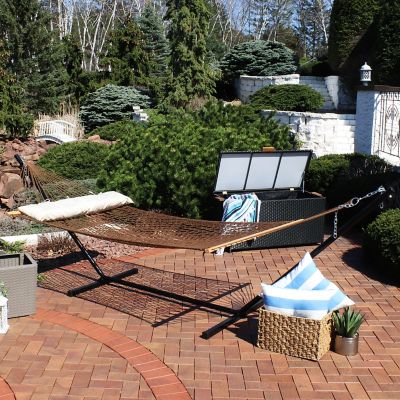 Image showing  2-Person Polyester Rope Hammock with 15' Stand - Brown