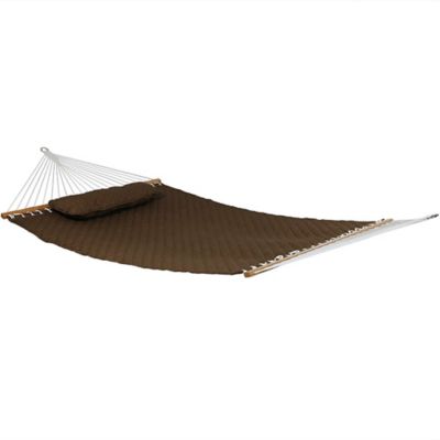 Sunnydaze Decor Outdoor Quilted Spreader Bar Hammock, Brown