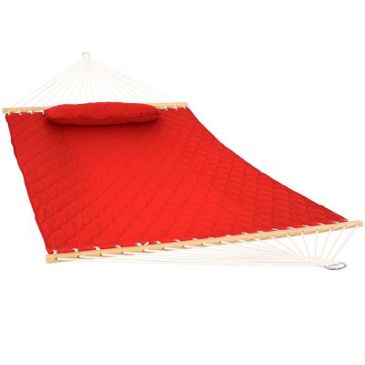 Sunnydaze Decor Outdoor Quilted Spreader Bar Hammock, Red