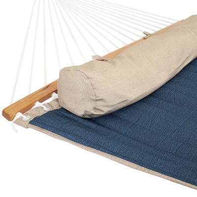 Image showing  2-Person Quilted Fabric Hammock with Spreader Bars and Detachable Pillow - 440 lb Weight Capacity - Tidal Wave