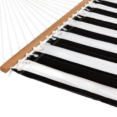 Image showing  2-Person Heavy-Duty Quilted Hammock with Steel Stand - 400 lb Weight Capacity/15 ft. Stand - Black and White