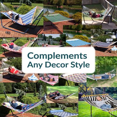 Image showing 6 th Sunnydaze Decor 130 in. 2-Person Sunnydaze Quilted Fabric Spreader Bar Hammock and Pillow, Catalina Beach