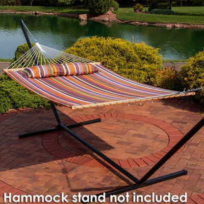 Image showing  125.5 in. Quilted Fabric Hammock Two-Person with Spreader Bars, 450 lb. Capacity, Canyon Sunset