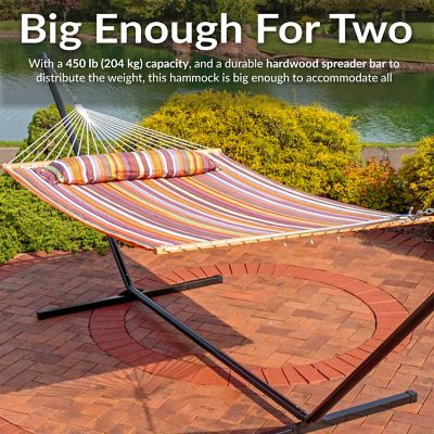 Image showing  125.5 in. Quilted Fabric Hammock Two-Person with Spreader Bars, 450 lb. Capacity, Canyon Sunset