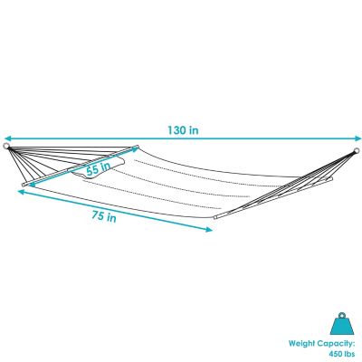 Image showing  125.5 in. Large Heavy-Duty 2-Person Quilted Fabric Hammock with Spreader Bars, 450 lb. Capacity, Melon Stripe