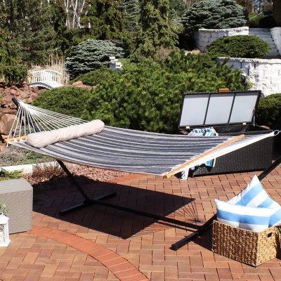 Image showing  125.5 in. Mountainside Quilted Fabric Hammock with Pillow