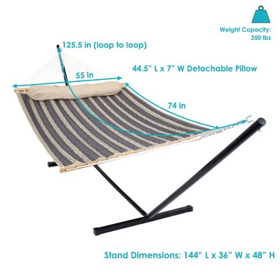 Image showing  Quilted Fabric Spreader Bar Hammock and 12 ft. Stand, Mountainside