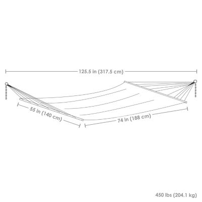 Image showing  Quilted Fabric Spreader Bar Hammock, Stand & Detachable Pillow, 400lb Weight Capacity/15 ft. Stand, Mountainside