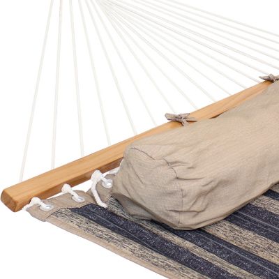 Image showing  Quilted Fabric Spreader Bar Hammock, Stand & Detachable Pillow, 400lb Weight Capacity/15 ft. Stand, Mountainside