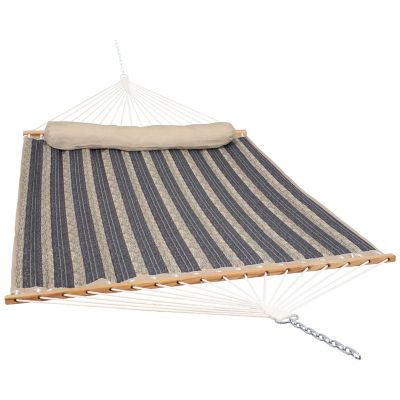 Image showing  Quilted Fabric Spreader Bar Hammock, Stand & Detachable Pillow, 400lb Weight Capacity/15 ft. Stand, Mountainside