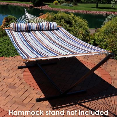 Image showing  125.5 in. Heavy-Duty Quilted Fabric Hammock Two-Person with Spreader Bars, 450 lb. Capacity, Ocean Isle