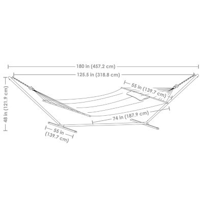 Image showing  Quilted Fabric Spreader Bar Hammock, Stand & Detachable Pillow, 400 lb. Weight Capacity/15 ft. Stand, Ocean Isle