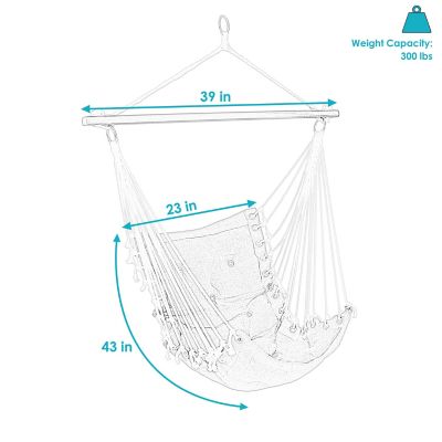 Image showing 6 th Sunnydaze Decor Large Tufted Victorian Hammock Chair Swing for Backyard and Patio - 300 lb Weight Capacity - Navy Blue