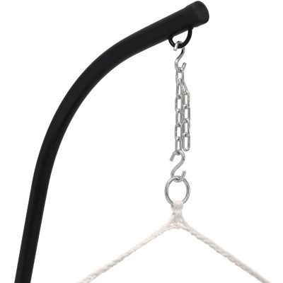 Image showing  Large Tufted Victorian Hammock Chair Swing with C-Stand - 300 lb Weight Capacity - Navy Blue