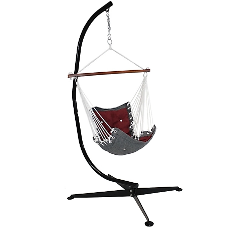 Sunnydaze Decor Victorian Hammock Swing with Stand, Red