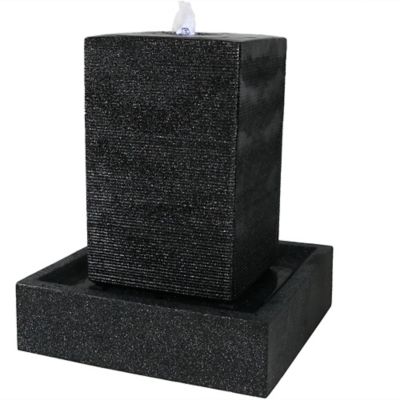 Sunnydaze Decor 40 in. Outdoor Electric Polyresin and Fiberglass Large Pillar Water Fountain with LED Lights