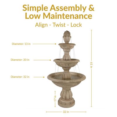 Image showing  61 in. 3-Tier Outdoor Cornucopia Water Fountain, 55.6 lb., 5 gal. Capacity