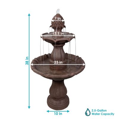 Image showing  38 in. H Electric Polyresin and Fiberglass 2-Tier Curved Plinth Outdoor Water Fountain, LZH-124