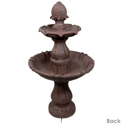 Image showing 5 th Sunnydaze Decor 38 in. H Electric Polyresin and Fiberglass 2-Tier Curved Plinth Outdoor Water Fountain, LZH-124