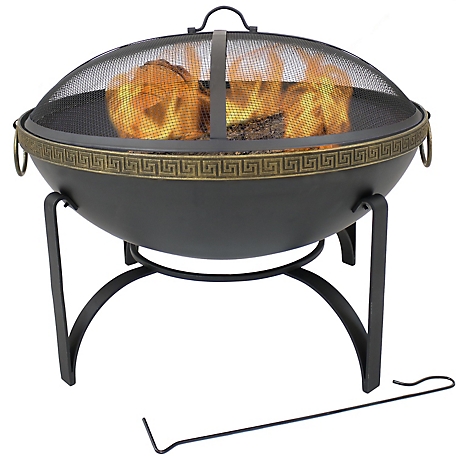 Sunnydaze Decor 6 in. Contemporary Fire Bowl with Handles and Spark Screen