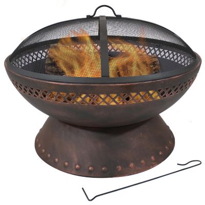 Sunnydaze Decor 25 in. Chalice Steel Fire Pit with Spark Screen, 0.7 mm Thick Steel