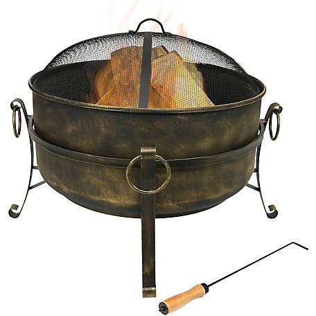 Steel Cauldron Fire Pit, 24 Inch Fire Pit Spark Screen