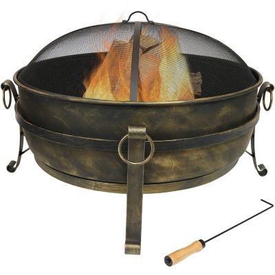 Sunnydaze Decor 34 in. Outdoor Fire Pit with Spark Screen