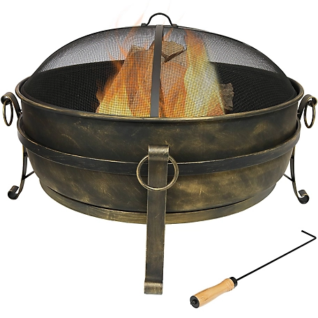 Sunnydaze Decor 34 in. Outdoor Fire Pit with Spark Screen