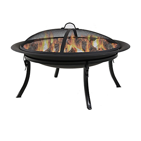 Sunnydaze Decor 29 in. Portable Folding Fire Pit with Carrying Case and Spark Screen