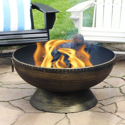 Image showing  30 in. Wood-Burning Fire Bowl Fire Pit with Handles and Spark Screen, Black