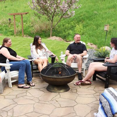 Image showing 8 th Sunnydaze Decor 30 in. Wood-Burning Fire Bowl Fire Pit with Handles and Spark Screen, Black