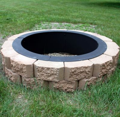 Image showing  27 in. Outdoor Heavy-Duty Steel Portable Above Ground or In-Ground Round Wood-Burning Fire Pit Liner Ring, Black