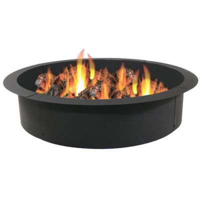 Sunnydaze Decor 39 in. Outdoor Heavy-Duty Steel Portable Above Ground or In-Ground Round Wood-Burning Fire Pit Liner Ring, Black