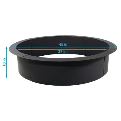 Image showing  39 in. Outdoor Heavy-Duty Steel Portable Above Ground or In-Ground Round Wood-Burning Fire Pit Liner Ring, Black