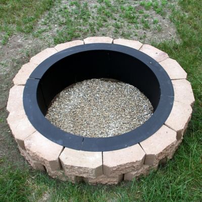 Image showing 5 th Sunnydaze Decor 39 in. Outdoor Heavy-Duty Steel Portable Above Ground or In-Ground Round Wood-Burning Fire Pit Liner Ring, Black