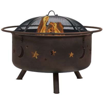 Sunnydaze Decor 30 in. Cosmic Fire Pit with Cooking Grill and Spark Screen