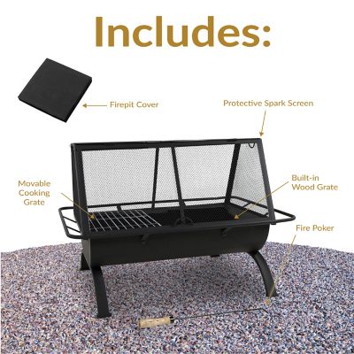 Image showing 7 th Sunnydaze Decor 36 in. Northland Grill Wood-Burning Fire Pit with Protective Cover