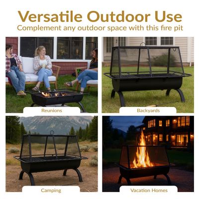 Image showing 9 th Sunnydaze Decor 36 in. Northland Grill Wood-Burning Fire Pit with Protective Cover