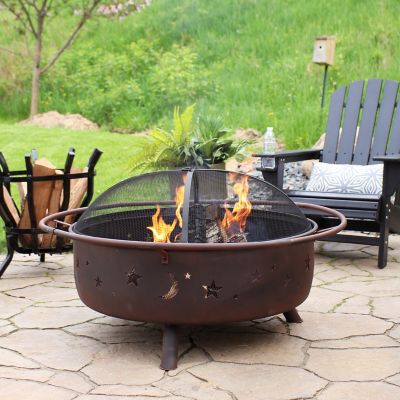 Sunnydaze Decor 42 In Cosmic Outdoor Patio Fire Pit With Spark Screen Steel Rustic Patina Colored High Temp Paint Nb Sms202 At Tractor Supply Co