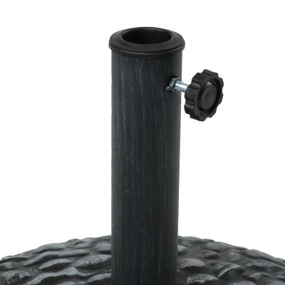 Image showing  Outdoor Polyresin Traditional Pebble Texture Patio Yard Round Umbrella Base - 17 in. - Gray Finish