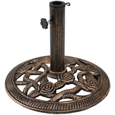 Sunnydaze Decor Rose Blossom Cast-Iron Patio Umbrella Base, 16 in. x 12.5 in.