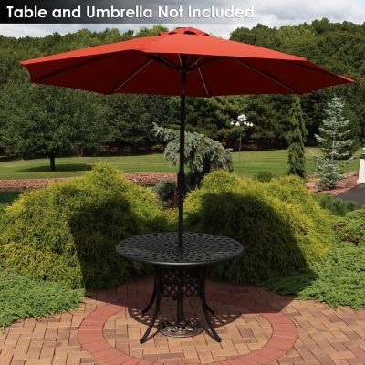 Image showing  Outdoor Heavy-Duty Cast Iron Decorative Rose Blossom Design Patio Yard Round Umbrella Base Stand - 16 in.