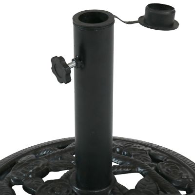 Image showing  16 in. Outdoor Heavy-Duty Cast-Iron Rose Blossom Design Patio Yard Round Umbrella Base Stand, 17 lb., Black