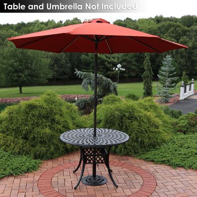 Image showing  16 in. Outdoor Heavy-Duty Cast-Iron Rose Blossom Design Patio Yard Round Umbrella Base Stand, 17 lb., Black
