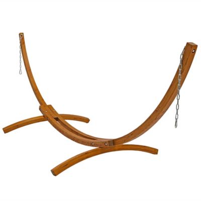 Image showing 6 th Sunnydaze Decor Quilted Fabric 2-Person Hammock, Curved Arc Wood Stand, 400 lb. Weight Capacity, 12 ft. Stand, Catalina Beach